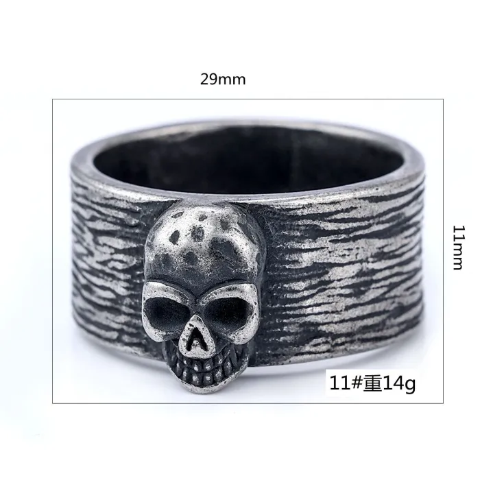 Bulk Punk Skull Ring for Men – Retro Stainless Steel Gothic Biker Ring, Factory Supply Vintage Color Titanium Steel Ring