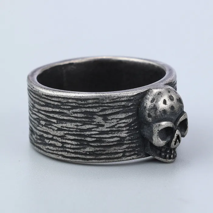 Bulk Punk Skull Ring for Men – Retro Stainless Steel Gothic Biker Ring, Factory Supply Vintage Color Titanium Steel Ring