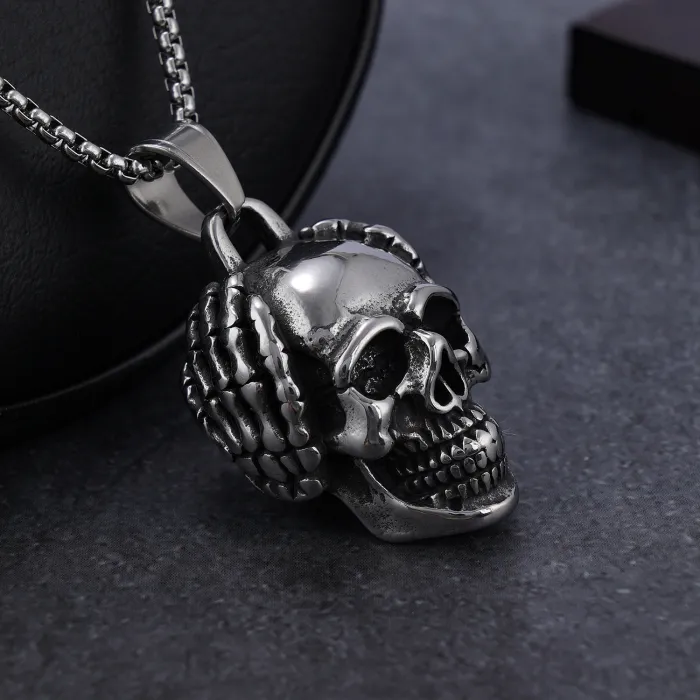 Emoji Scratching Head Stainless Steel Pendant Wholesale – Funny Expression Necklace for Men & Women | Bulk Supply, One-Piece Dropshipping