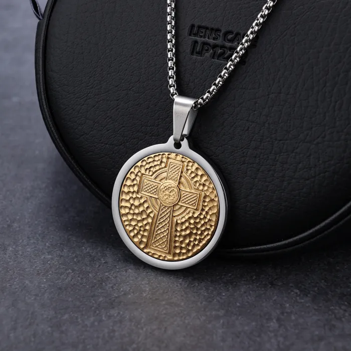 Hot Selling Celtic Cross Pendant Set Wholesale – 2-Piece Stainless Steel Round Tag, Fashion Jewelry, Bulk Supply, One Piece Dropshipping Available