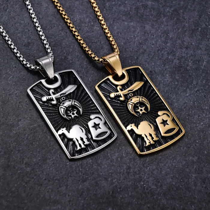Hot Selling Viking Triangle Pendant Wholesale – Stainless Steel Scythe Star Camel Pattern Jewelry, Factory Direct Supply, One Piece Dropshipping Available