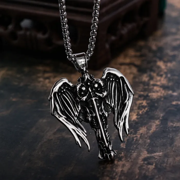 Hot Selling Guardian Angel Wing Pendant – Large Stainless Steel Design, Fashion Jewelry Wholesale, In Stock for One-Piece Dropshipping Orders