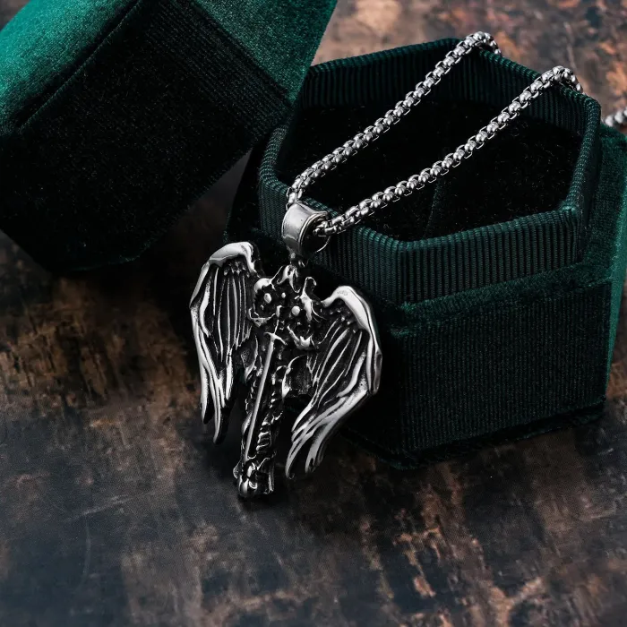 Hot Selling Guardian Angel Wing Pendant – Large Stainless Steel Design, Fashion Jewelry Wholesale, In Stock for One-Piece Dropshipping Orders