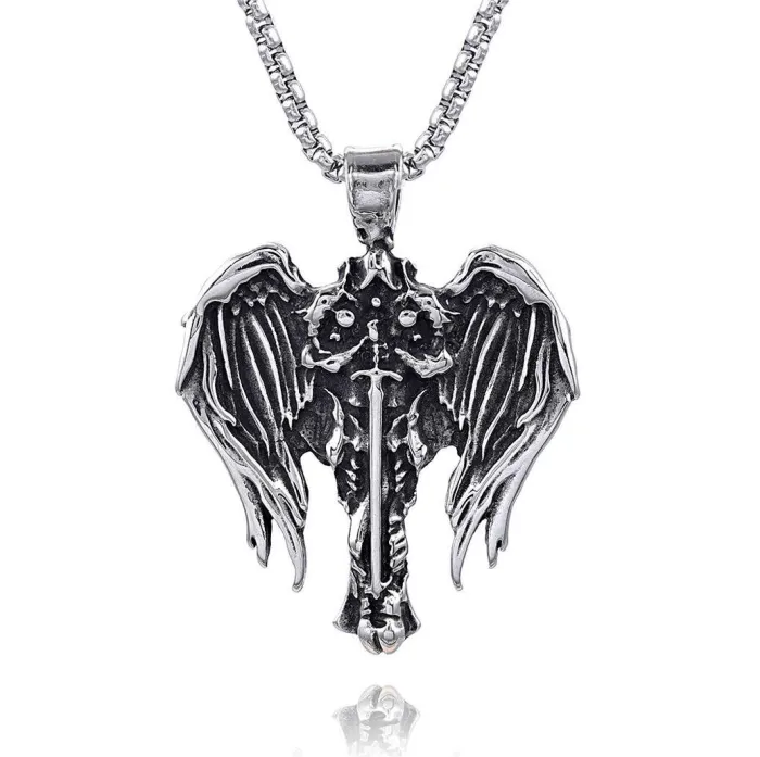 Hot Selling Guardian Angel Wing Pendant – Large Stainless Steel Design, Fashion Jewelry Wholesale, In Stock for One-Piece Dropshipping Orders