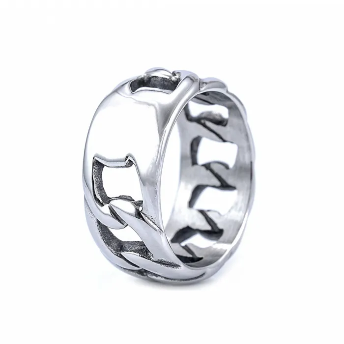 Wholesale Titanium Steel Chain Link Ring – Unisex Biker Style Band, Stainless Steel Motorcycle Gear Ring, Factory Price Bulk Supply Available