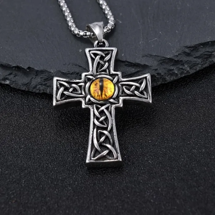 Wholesale Stainless Steel Evil Eye Pendant – Bold Gothic Jewelry for Men, Vintage Style Demon Eye Necklace, Bulk Punk Accessories Supplier