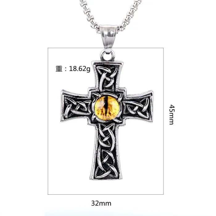 Wholesale Stainless Steel Evil Eye Pendant – Bold Gothic Jewelry for Men, Vintage Style Demon Eye Necklace, Bulk Punk Accessories Supplier