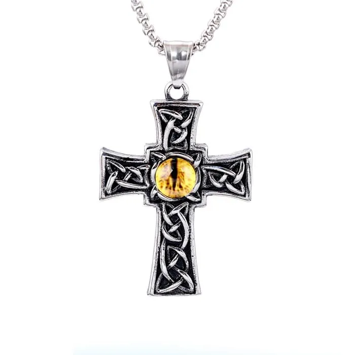 Wholesale Stainless Steel Evil Eye Pendant – Bold Gothic Jewelry for Men, Vintage Style Demon Eye Necklace, Bulk Punk Accessories Supplier