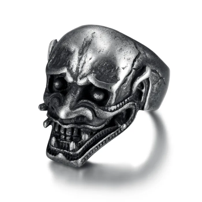 Stainless Steel Skull Ring for Men – Vintage Punk Style Titanium Steel Jewelry, Bulk Supply Available, Trendy Gothic Rings Wholesale