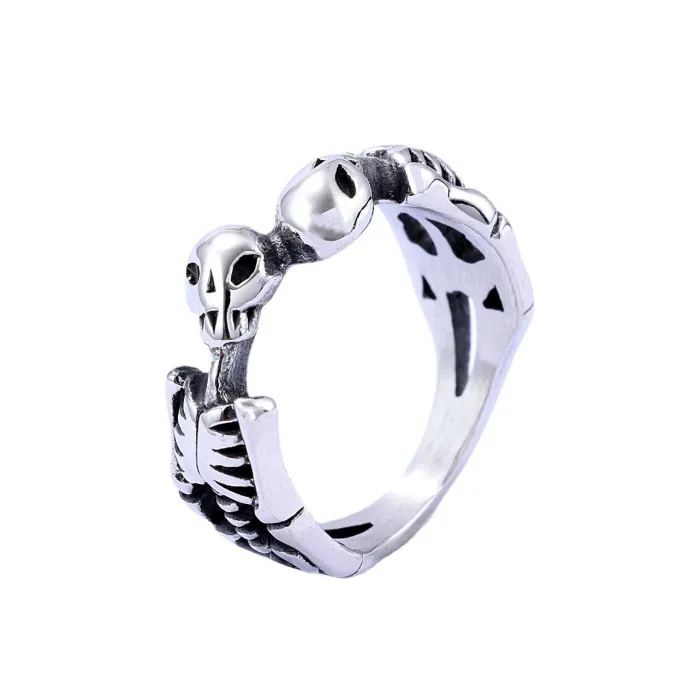 Punk Style Women’s Skull Ring in Titanium Steel – Gothic Ghost Head Design, Trendy Jewelry, Factory Wholesale Supply, In-Stock and Ready to Ship