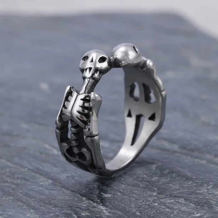 Punk Style Women’s Skull Ring in Titanium Steel – Gothic Ghost Head Design, Trendy Jewelry, Factory Wholesale Supply, In-Stock and Ready to Ship