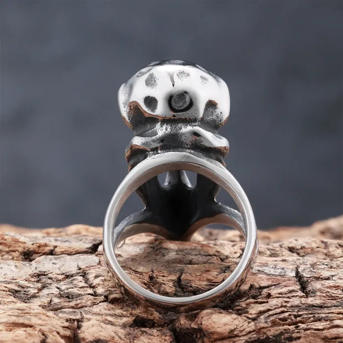Viking Mythology Raven Skull Titanium Steel Ring – Gothic Style Men's Jewelry, Factory Wholesale, Bulk Supply Available, In-Stock for Resellers