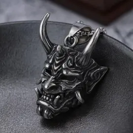 Wholesale Samurai Mask Pendant – Banshee Style Street Fashion Necklace, Trendy Urban Accessory, In-Stock for Dropshipping - Jewelryto