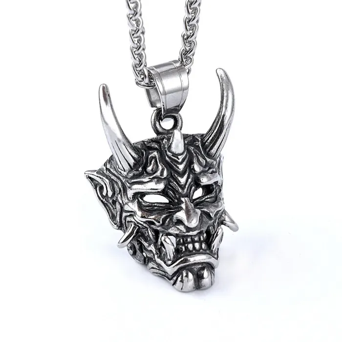Wholesale Samurai Mask Pendant – Banshee Style Street Fashion Necklace, Trendy Urban Accessory, In-Stock for Dropshipping