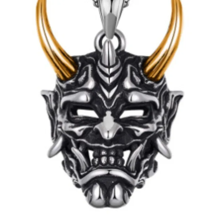Wholesale Samurai Mask Pendant – Banshee Style Street Fashion Necklace, Trendy Urban Accessory, In-Stock for Dropshipping