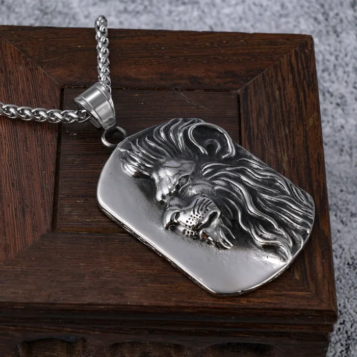Wholesale Large Lion Head Pendant – New Arrival Animal Design Stainless Steel Necklace, In-Stock for Bulk Orders and Dropshipping