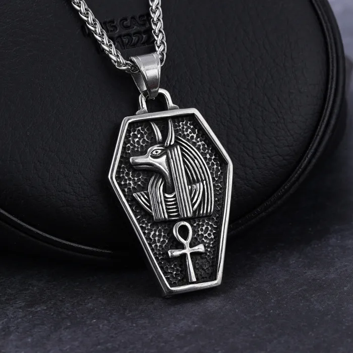 Hot-Selling Egyptian Mythology Anubis Pendant in Polished Stainless Steel | Wholesale Jewelry & One-Piece Dropshipping Available