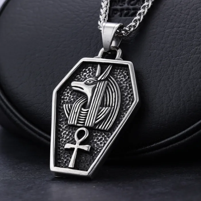 Hot-Selling Egyptian Mythology Anubis Pendant in Polished Stainless Steel | Wholesale Jewelry & One-Piece Dropshipping Available