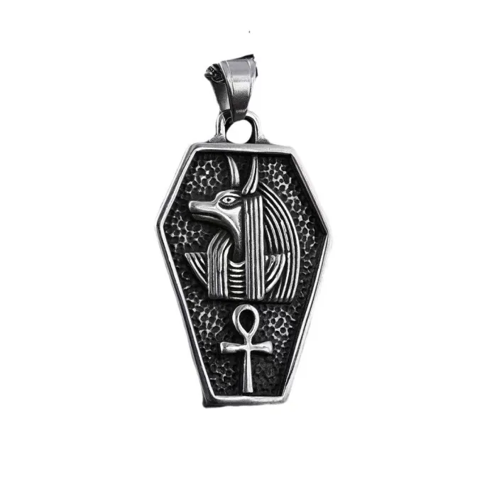 Hot-Selling Egyptian Mythology Anubis Pendant in Polished Stainless Steel | Wholesale Jewelry & One-Piece Dropshipping Available
