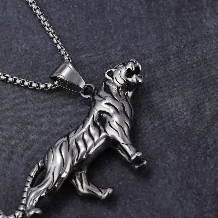 Hot-Selling Animal Series Jaguar Pendant in Polished Stainless Steel | Bulk Wholesale & One-Piece Dropshipping Jewelry