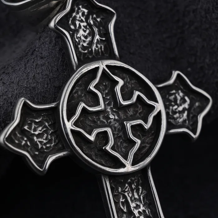 080203 Hot-Selling Dual Cross Stainless Steel Pendant | Fashion Jewelry Bulk Supply & One-Piece Dropshipping Available