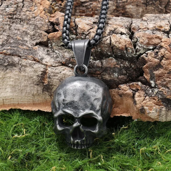 Bulk Stainless Steel Skull Pendant for Men – Retro Biker Style Necklace | Punk Gothic Fashion Jewelry Wholesale