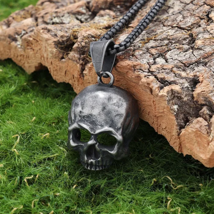 Bulk Stainless Steel Skull Pendant for Men – Retro Biker Style Necklace | Punk Gothic Fashion Jewelry Wholesale