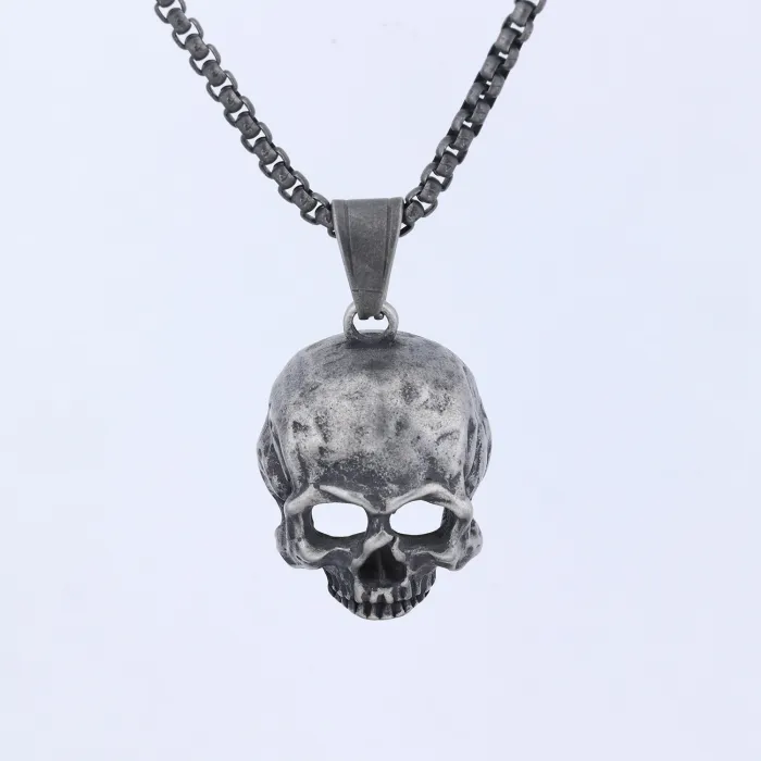 Bulk Stainless Steel Skull Pendant for Men – Retro Biker Style Necklace | Punk Gothic Fashion Jewelry Wholesale