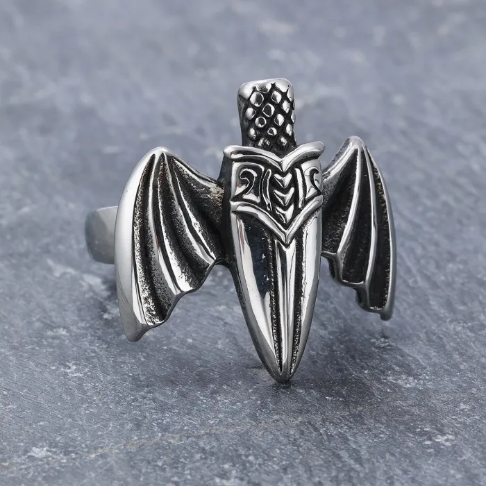 Wholesale Titanium Steel Sword and Wing Ring – Unisex Gothic Jewelry | Stylish New Arrival Stainless Steel Ring In Stock