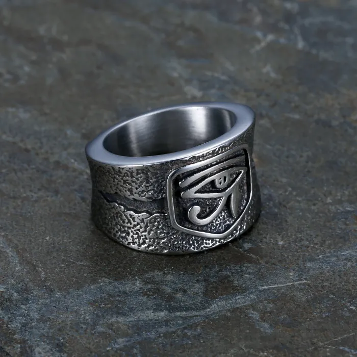 Wholesale Horus Eye Ring – Polished Titanium Steel Ancient Egyptian Jewelry | Eye Symbol Statement Ring for Men & Women