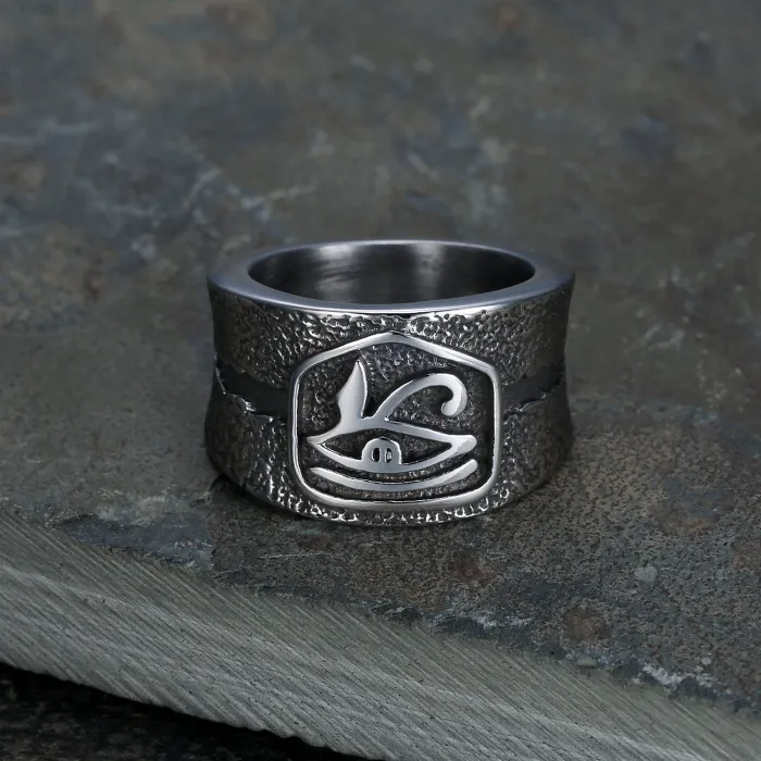 Wholesale Horus Eye Ring – Polished Titanium Steel Ancient Egyptian Jewelry | Eye Symbol Statement Ring for Men & Women