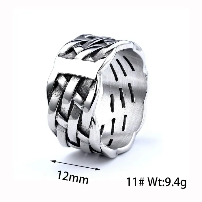 Wholesale INS Style Stainless Steel Braided Texture Ring – Minimalist Daily Wear Fashion Circle Ring for Trendy Brands, Ready Stock
