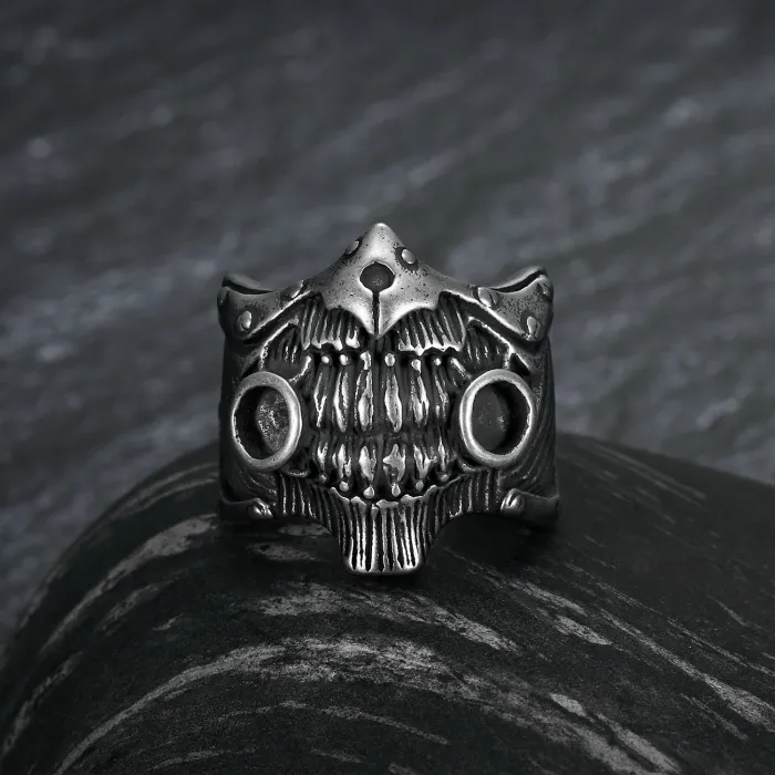 Wholesale Retro Cowboy Skull Ring for Men – Vintage Western Biker Style Stainless Steel Ring, Unique Fashion Jewelry, In Stock for Bulk Orders