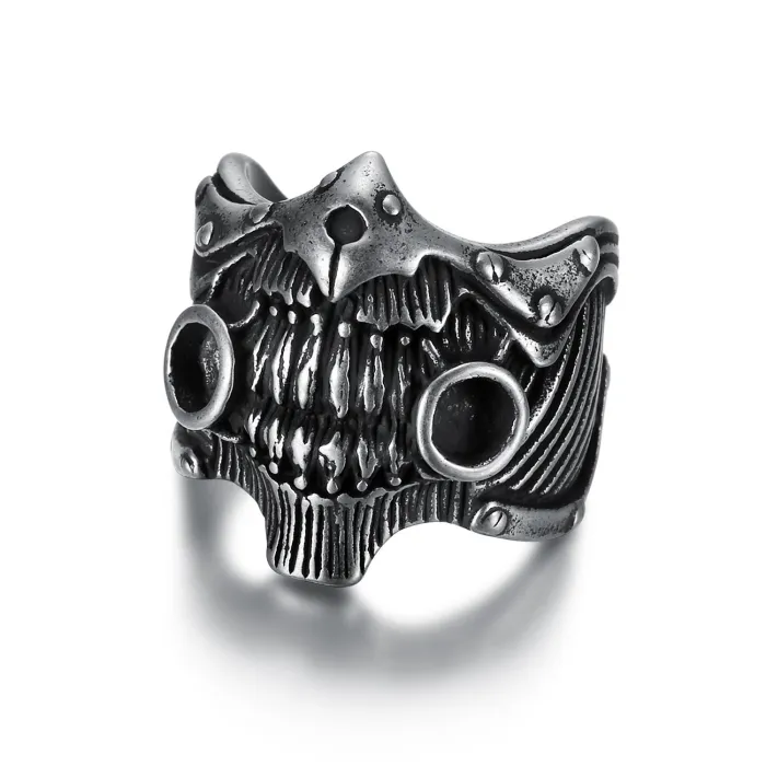 Wholesale Retro Cowboy Skull Ring for Men – Vintage Western Biker Style Stainless Steel Ring, Unique Fashion Jewelry, In Stock for Bulk Orders