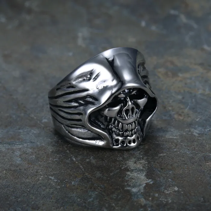 Wholesale Punk Grim Reaper Skull Ring for Men – Stainless Steel Biker Style Ring, AliExpress eBay Hot-Selling Supplier, Bulk Stock Available