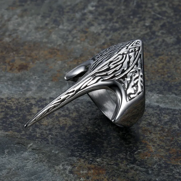 Wholesale Stainless Steel Armor Ring for Men – Unique Alien Carved Design, Gothic Punk Style, Factory Direct Supply, Ready Stock for Bulk Orders
