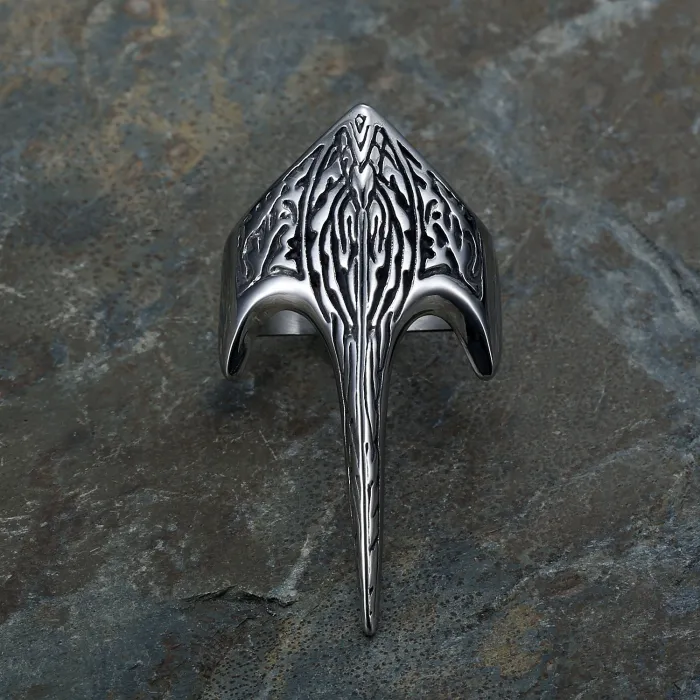 Wholesale Stainless Steel Armor Ring for Men – Unique Alien Carved Design, Gothic Punk Style, Factory Direct Supply, Ready Stock for Bulk Orders
