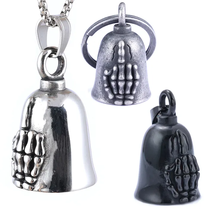 Wholesale Biker Guardian Bell Pendants – Middle Finger Design in Stainless Steel | Factory Price Bulk Supplier