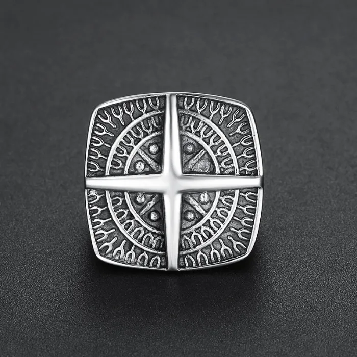 Wholesale Viking Compass Rings for Men – Nordic Stainless Steel Rings with Cross Design | Bulk at Factory Price