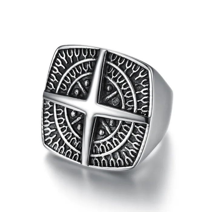 Wholesale Viking Compass Rings for Men – Nordic Stainless Steel Rings with Cross Design | Bulk at Factory Price
