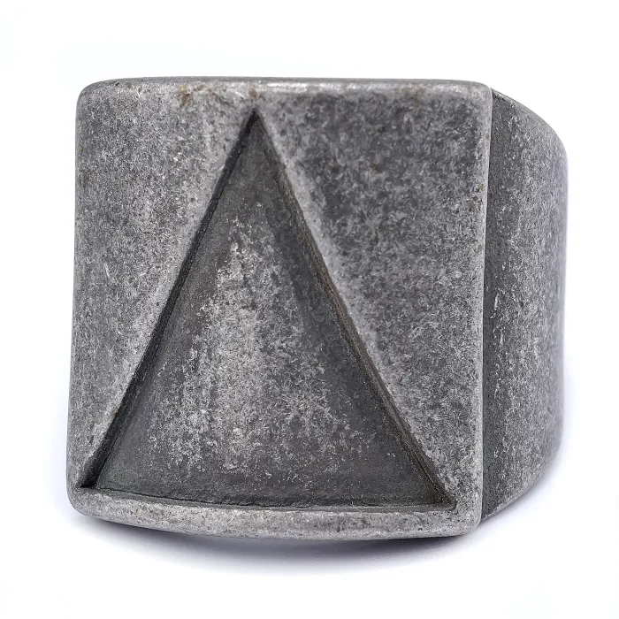 Wholesale Geometric Men's Rings – Triangle & Square Designs in Vintage Silver Stainless Steel | Bulk at Factory Price