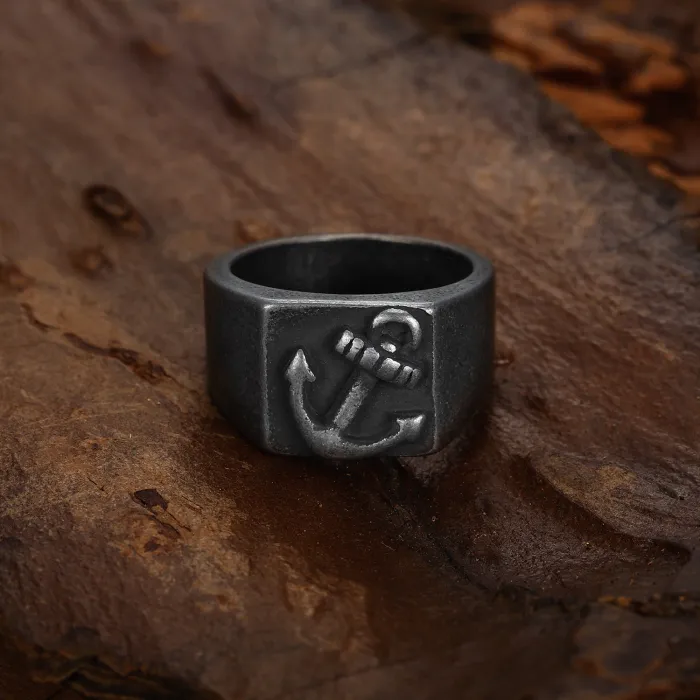 Wholesale Anchor Rings for Men – Minimalist Vintage Style | New Arrival, Bulk Supplier at Factory Price