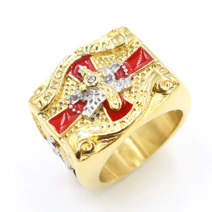 Wholesale Crown Resin Rings for Men – Masonic Stainless Steel Cross Design | Bulk Supplier at Factory Price