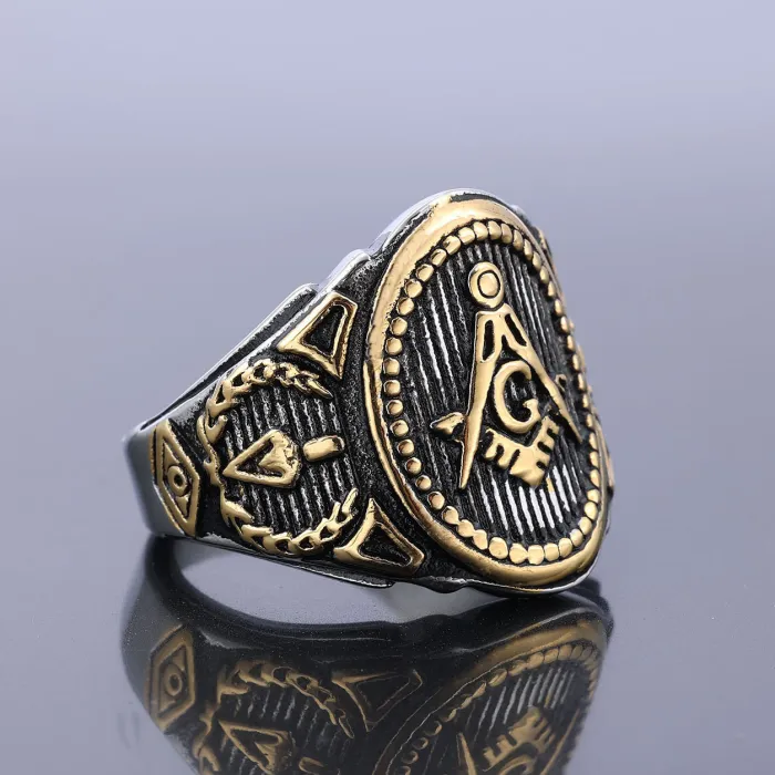Wholesale Masonic Rings No.85 – Vintage Stainless Steel Unisex Design | Bulk Supplier for Cross-Border & US/EU Market