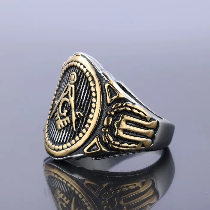 Wholesale Masonic Rings No.85 – Vintage Stainless Steel Unisex Design | Bulk Supplier for Cross-Border & US/EU Market