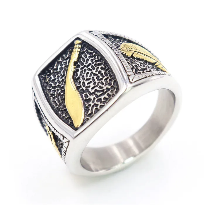 Wholesale Punk Rings – Scythe & Feather Design in Stainless/Titanium Steel | Unisex Bulk Supplier for US/EU Market