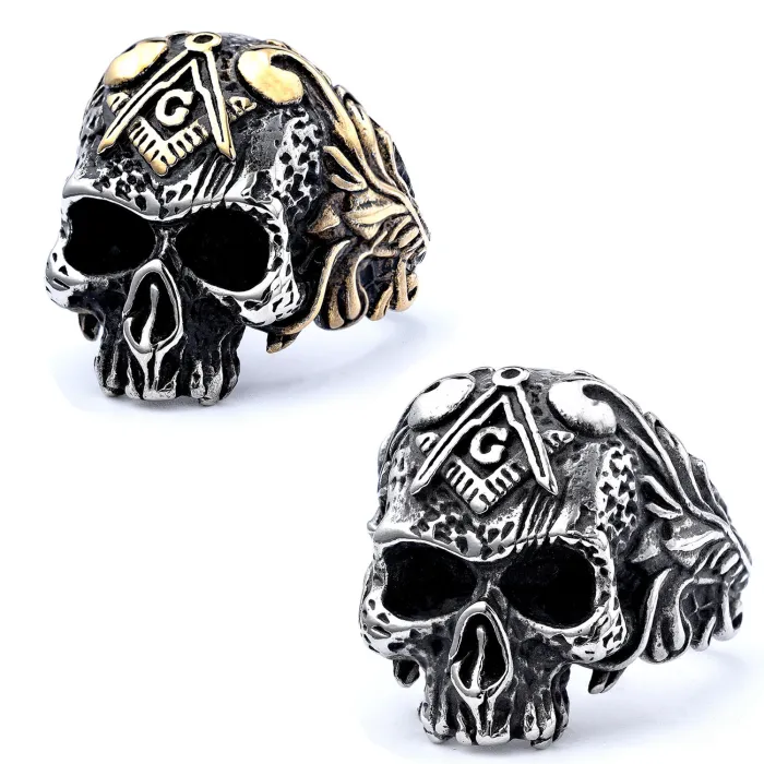 Wholesale Masonic Skull Rings for Men – AG Stainless & Titanium Steel | Hip-Hop Style Bulk Supplier at Factory Price