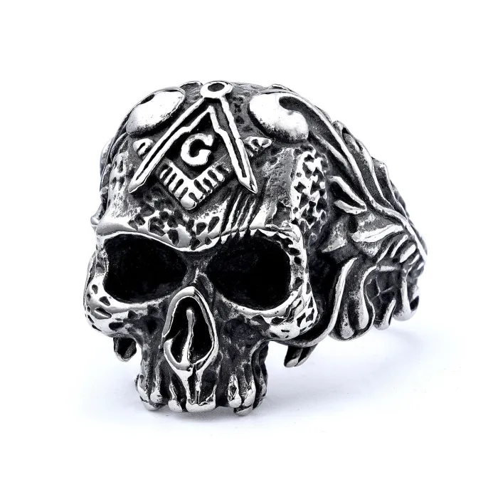 Wholesale Masonic Skull Rings for Men – AG Stainless & Titanium Steel | Hip-Hop Style Bulk Supplier at Factory Price