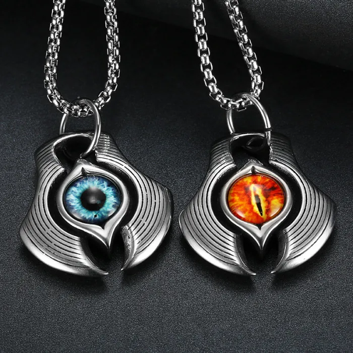 Wholesale Evil Eye & Hand Pendants – Vintage Blue Eye Necklace in Stainless Steel | Bold Gothic Jewelry Bulk Supplier