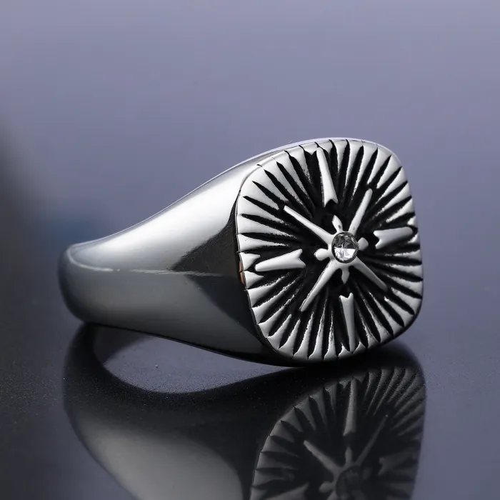 Wholesale Punk Cross Rings – Stainless Steel with Rhinestones, Unisex Titanium Design | Bulk Supplier at Factory Price